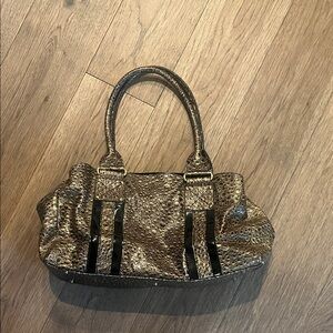 CHARLIE LAPSON metallic crocodile print purse